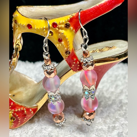 Cute mermaid glass earring in silver and rose gold - Picture 8 of 8